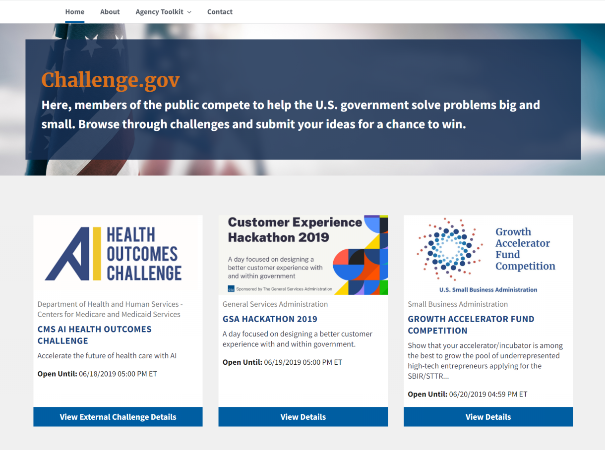 www.challenge.gov homepage